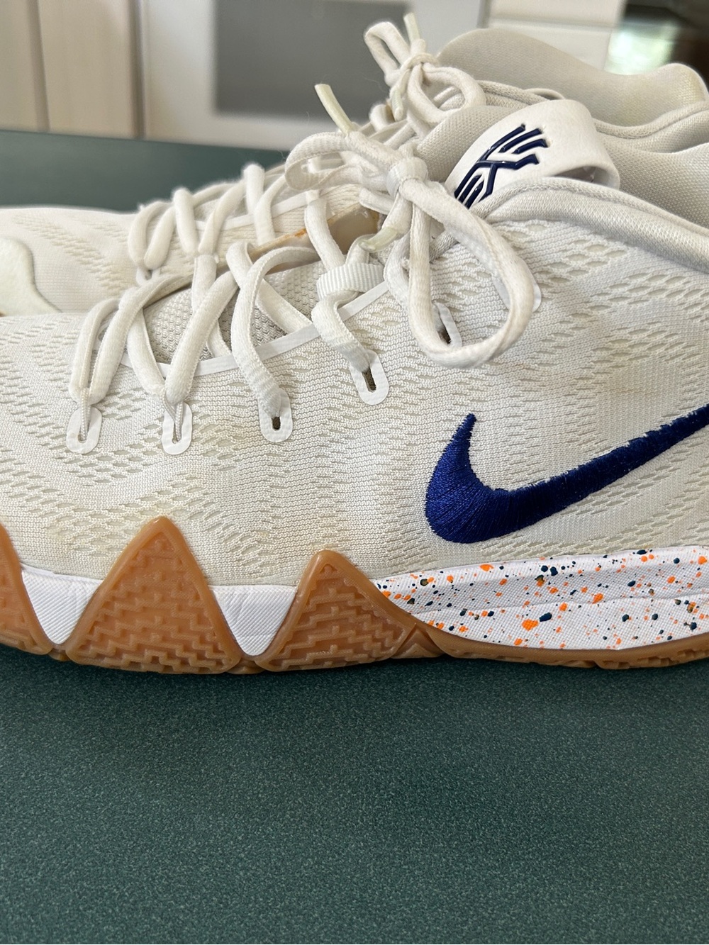 Nike Kids Cream Sneakers with Navy Swoosh and Gum Outsole - Size 6 Youth